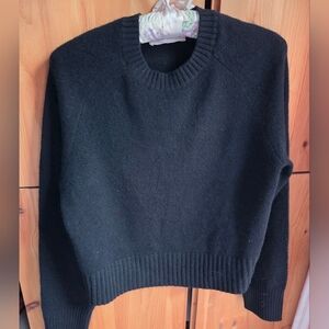 Everlane Women's Black Cashmere Crew Neck Cropped Sweater Size XS